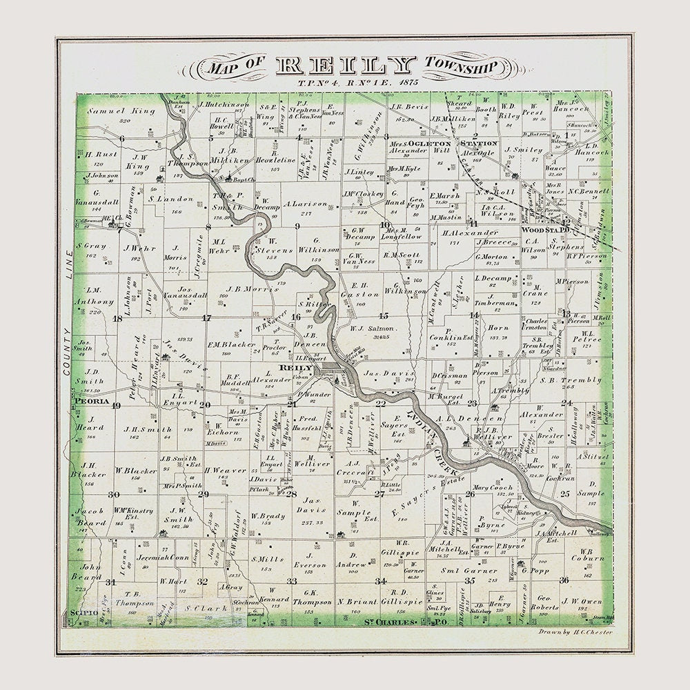 1875 Map of Reily Township Butler County Ohio