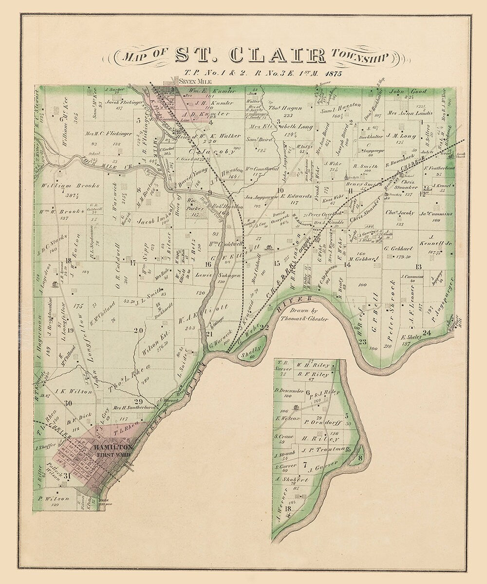 1875 Map of St Clair Township Butler County Ohio
