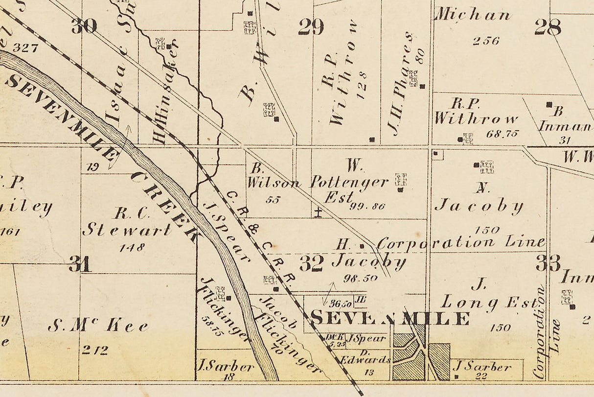 1875 Map of Wayne Township Butler County Ohio
