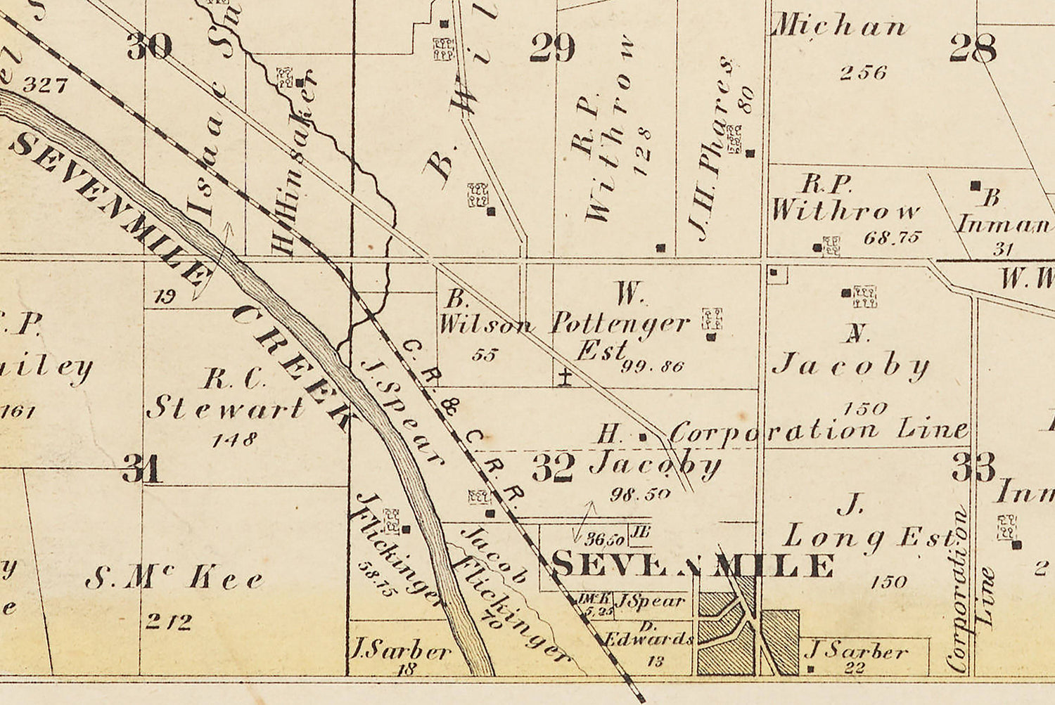 1875 Map of Wayne Township Butler County Ohio