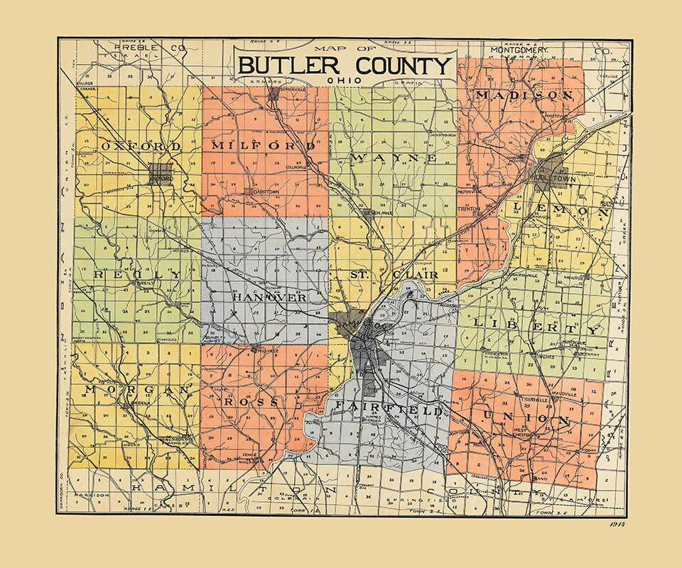 1914 Map of Butler County Ohio