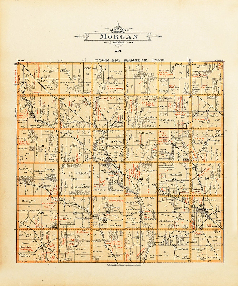 1914 Map of Morgan Township Butler County Ohio