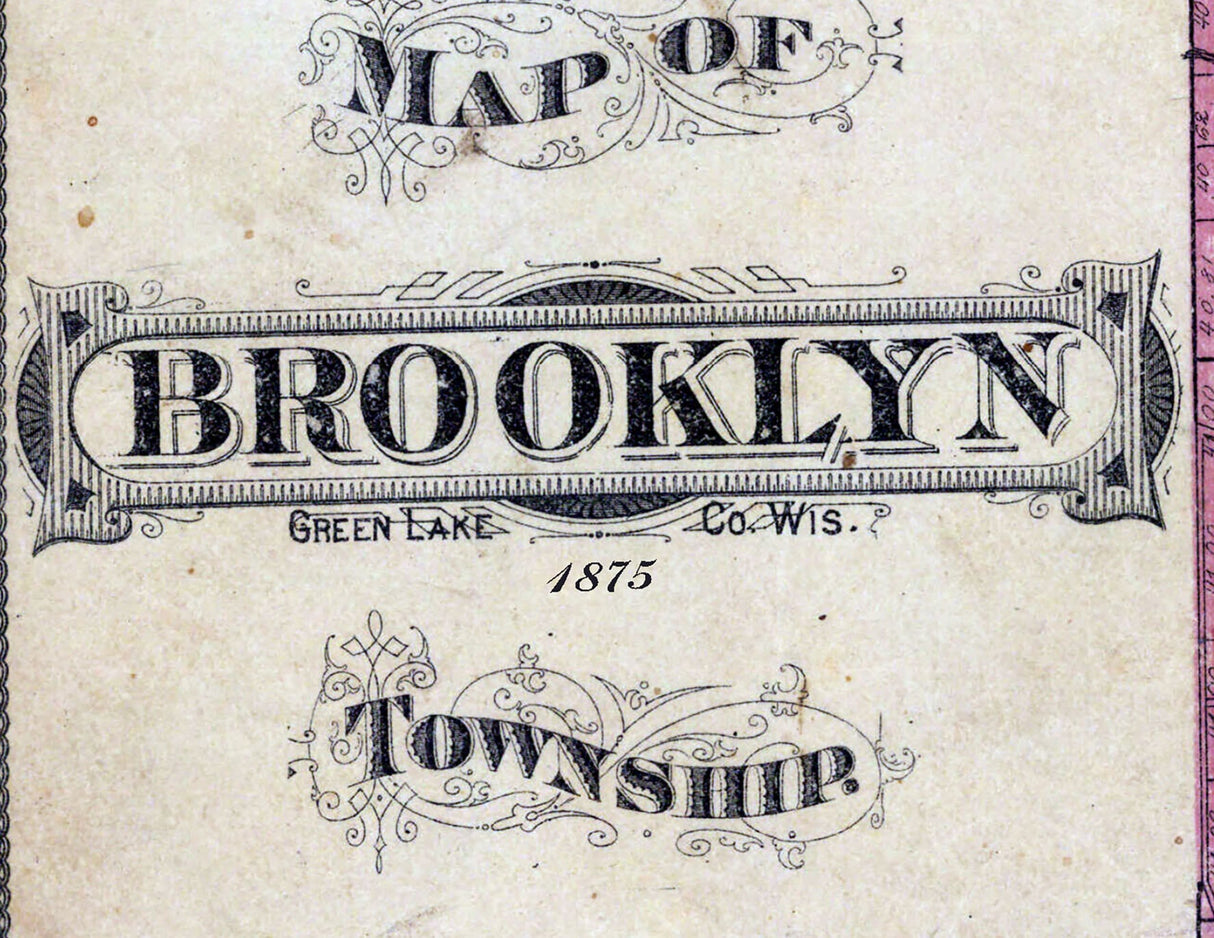 1875 Map of Brooklyn Township Green Lake County Wisconsin