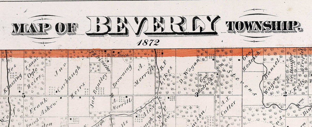 1872 Map of Beverly Township Adams County Illinois