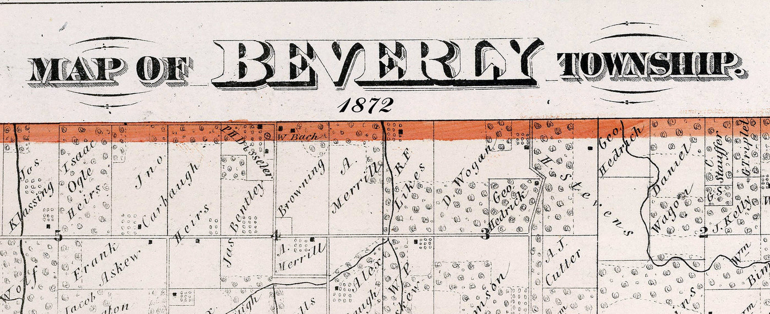 1872 Map of Beverly Township Adams County Illinois