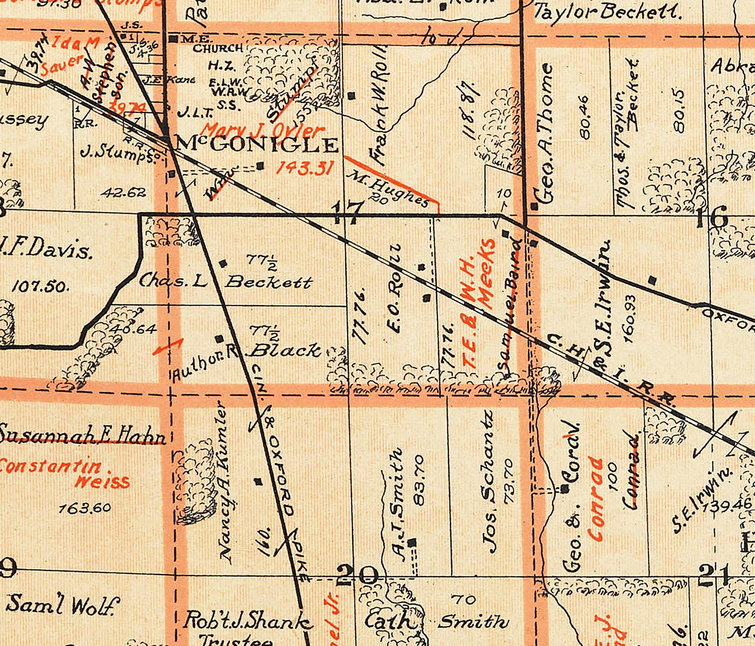 1914 Map of Hanover Township Butler County Ohio