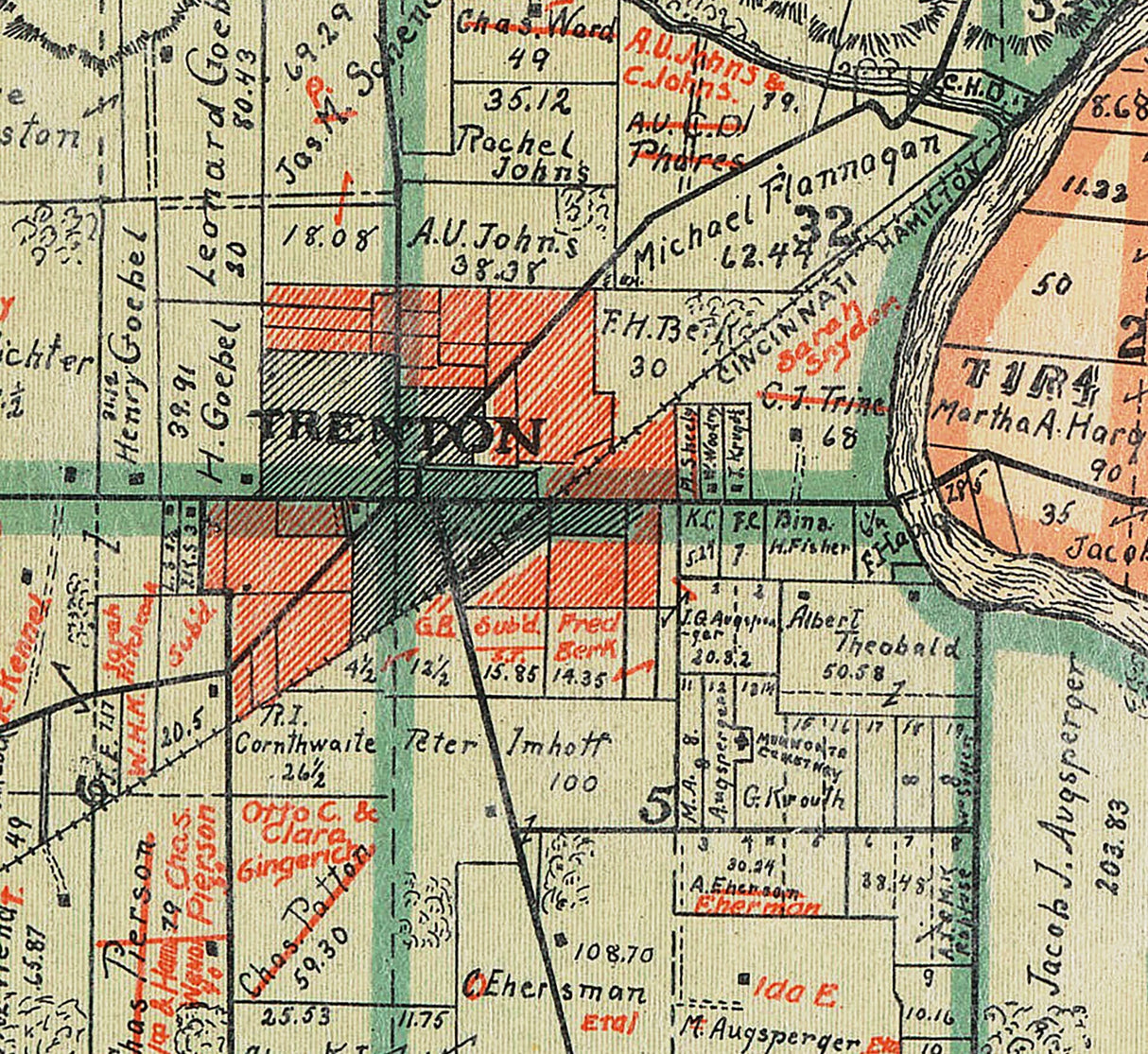 1914 Map of Madison and Lemon Township Butler County Ohio