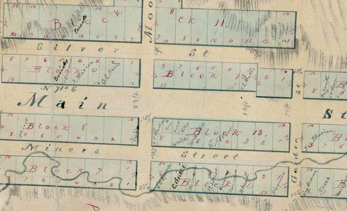 1800s Town Map of Ophir City Tooele County Utah
