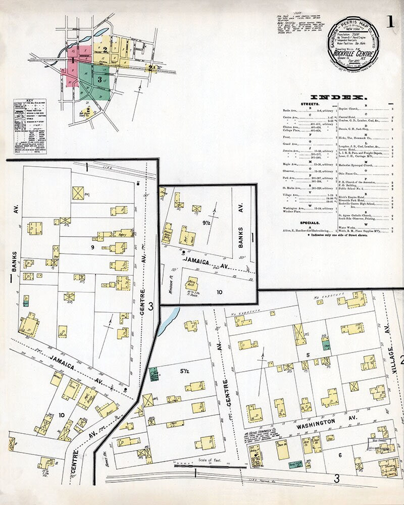 1897 Town Map of Rockville Centre Nassau County New York