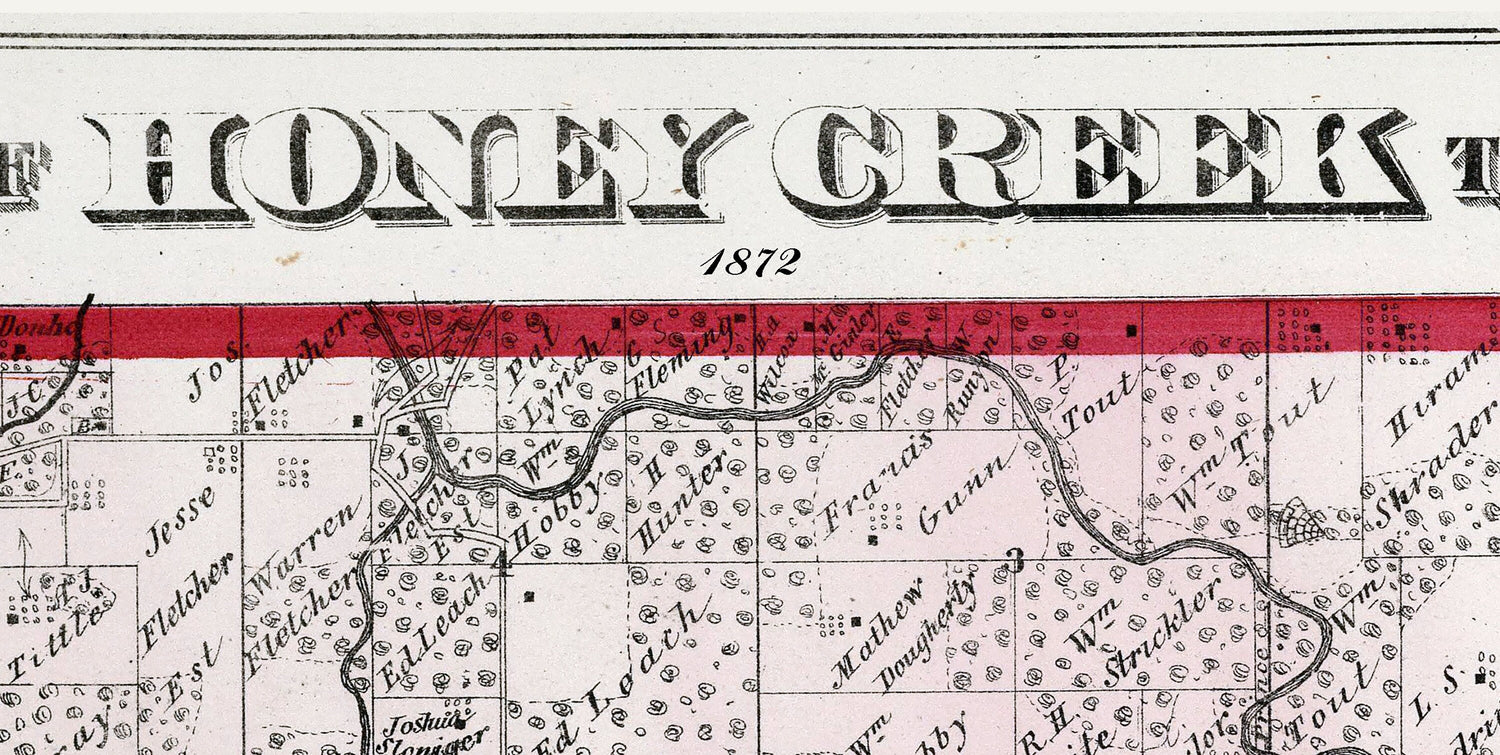 1872 Map of Honey Creek Township Adams County Illinois
