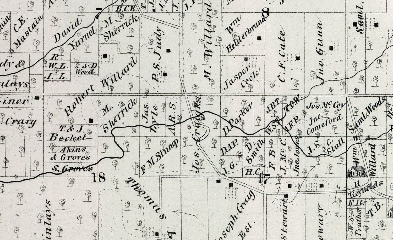 1872 Map of Houston Township Adams County Illinois