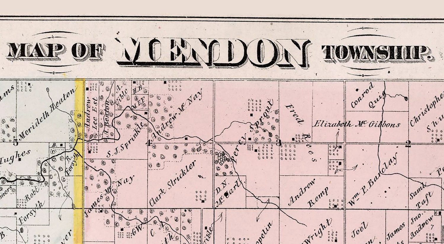 1872 Map of Ursa and Mendon Township Adams County Illinois