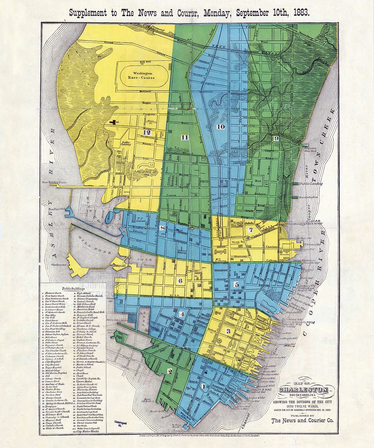 1883 Map of Charleston South Carolina