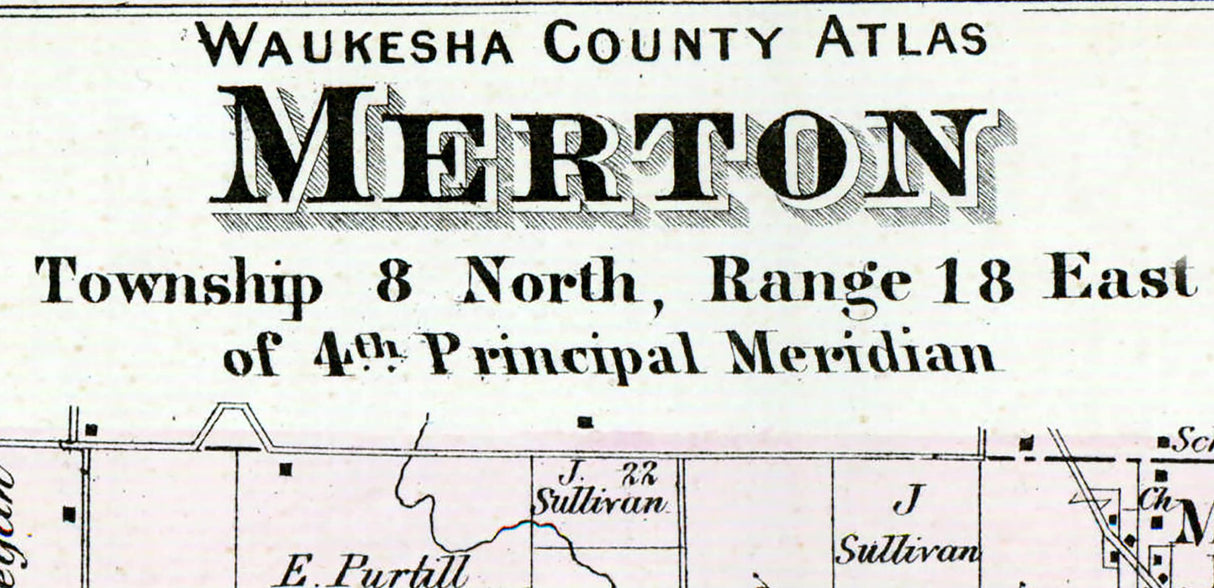 1873 Map of Merton Township Waukesha County Wisconsin