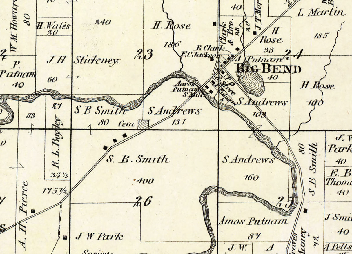 1873 Map of Mukwonago and Vernon Township Waukesha County Wisconsin