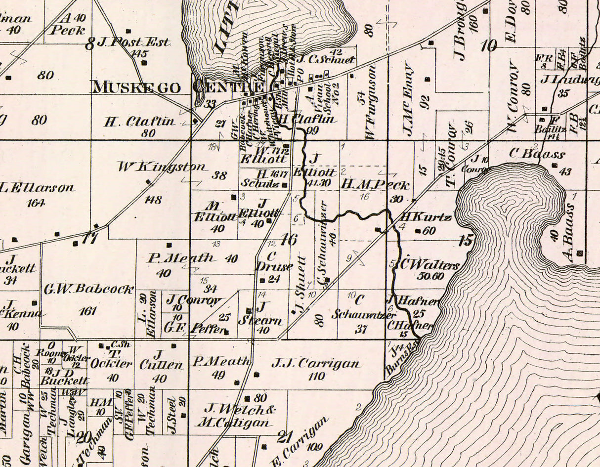 1873 Map of Muskego Township Waukesha County Wisconsin