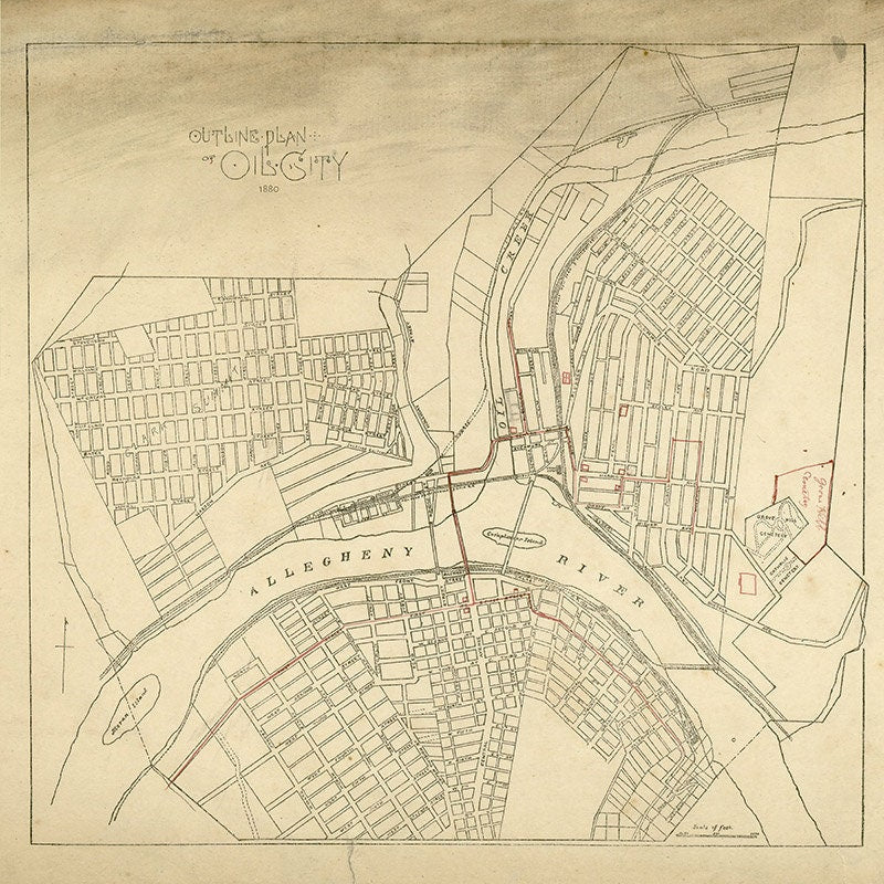 1880 Map of Oil City Pennsylvania