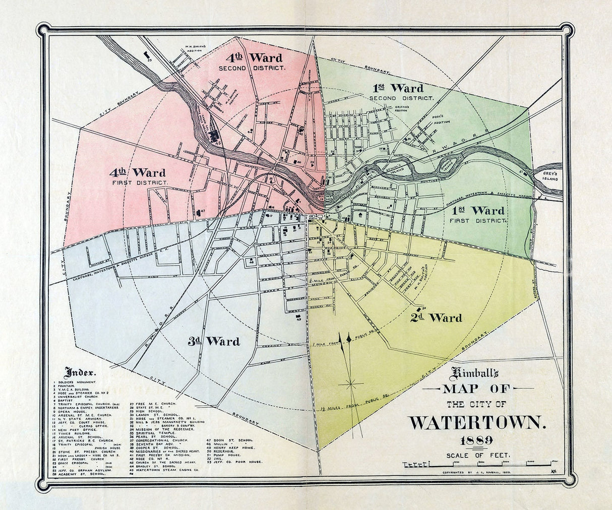 1889 Map of Watertown New York
