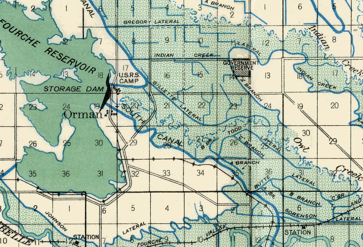 1910 Map of Belle Fourche Lake South Dakota