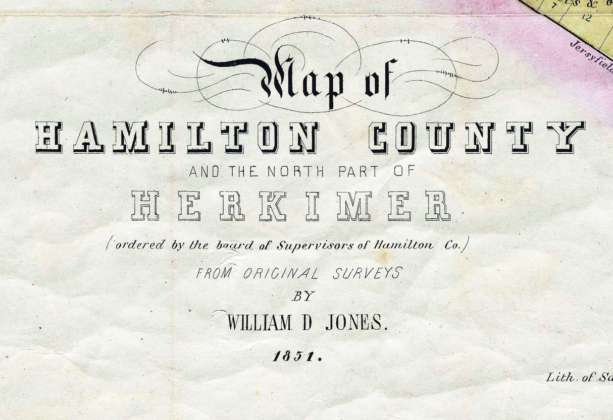 1851 Map of Hamilton and Herkimer County New York