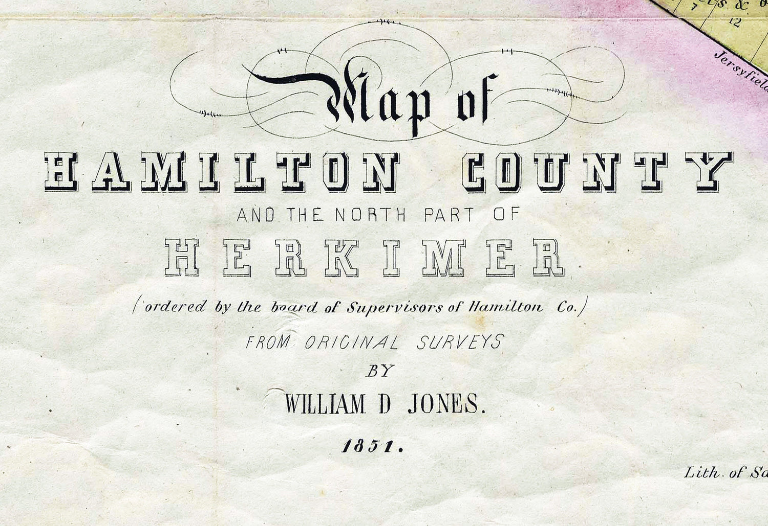 1851 Map of Hamilton and Herkimer County New York