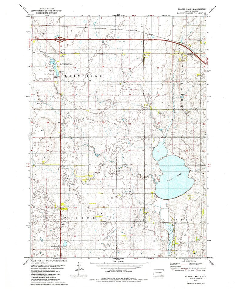 1979 Map of Platte Lake South Dakota