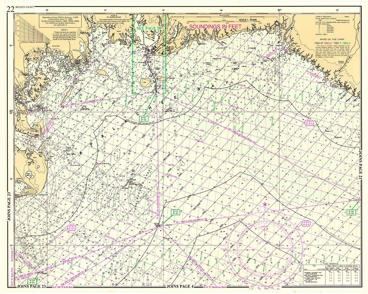 1996 Nautical Chart Map of Apalachee Bay Florida
