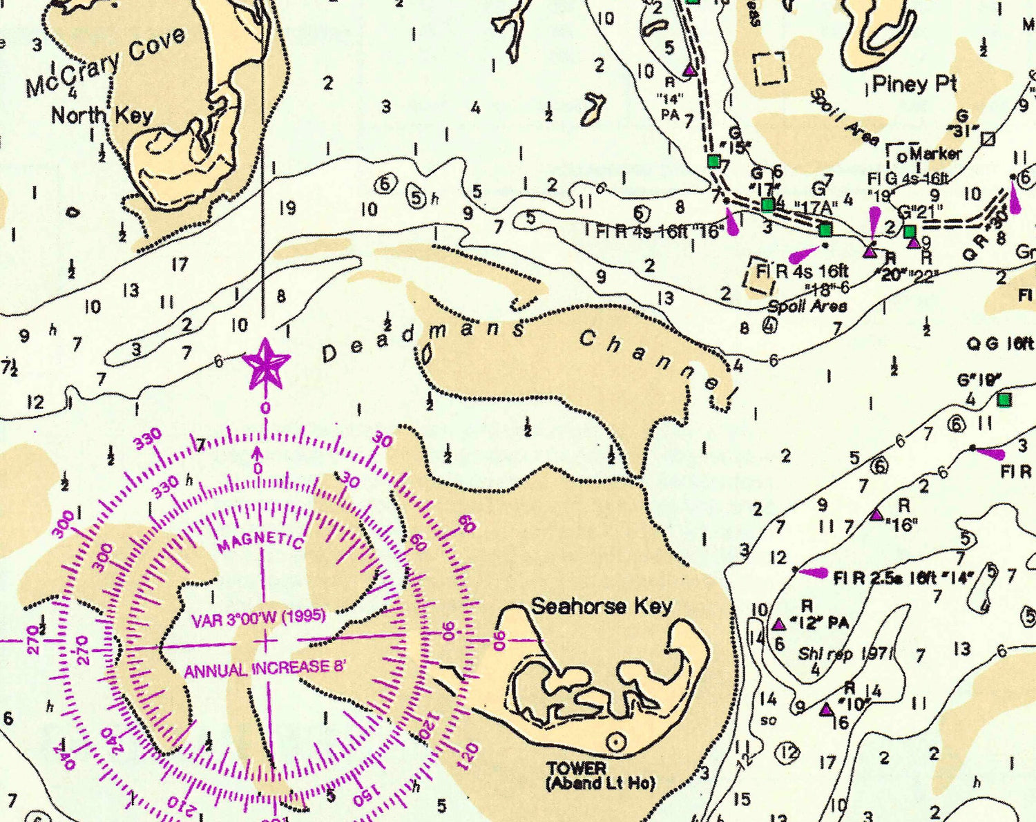 1996 Nautical Chart Map of Cedar Keys Florida Gulf of Mexico