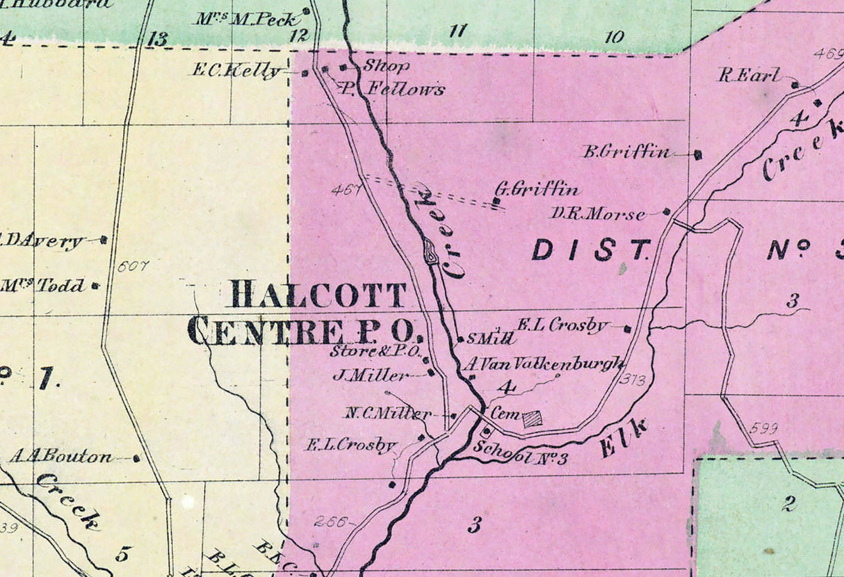 1867 Map of Halcott Greene County New York