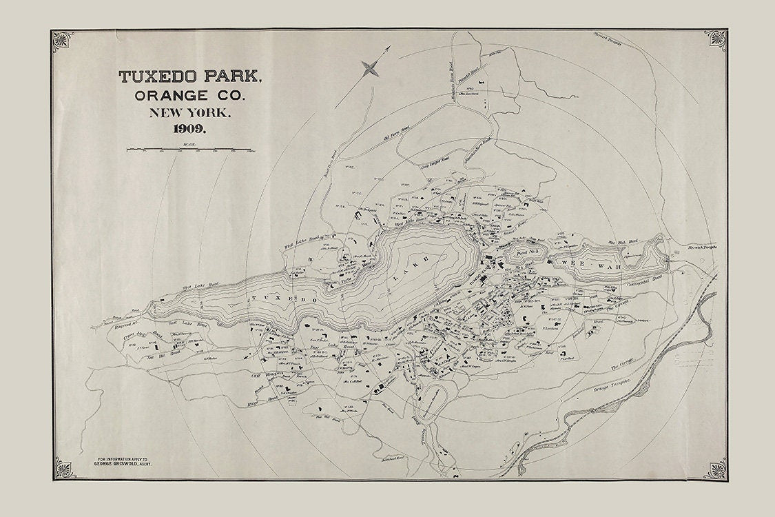 1909 Map of Tuxedo Park Orange County New York