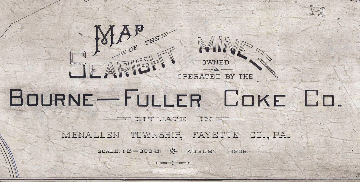1906 Map of Searight Coal Mine Fayette County Pennsylvania