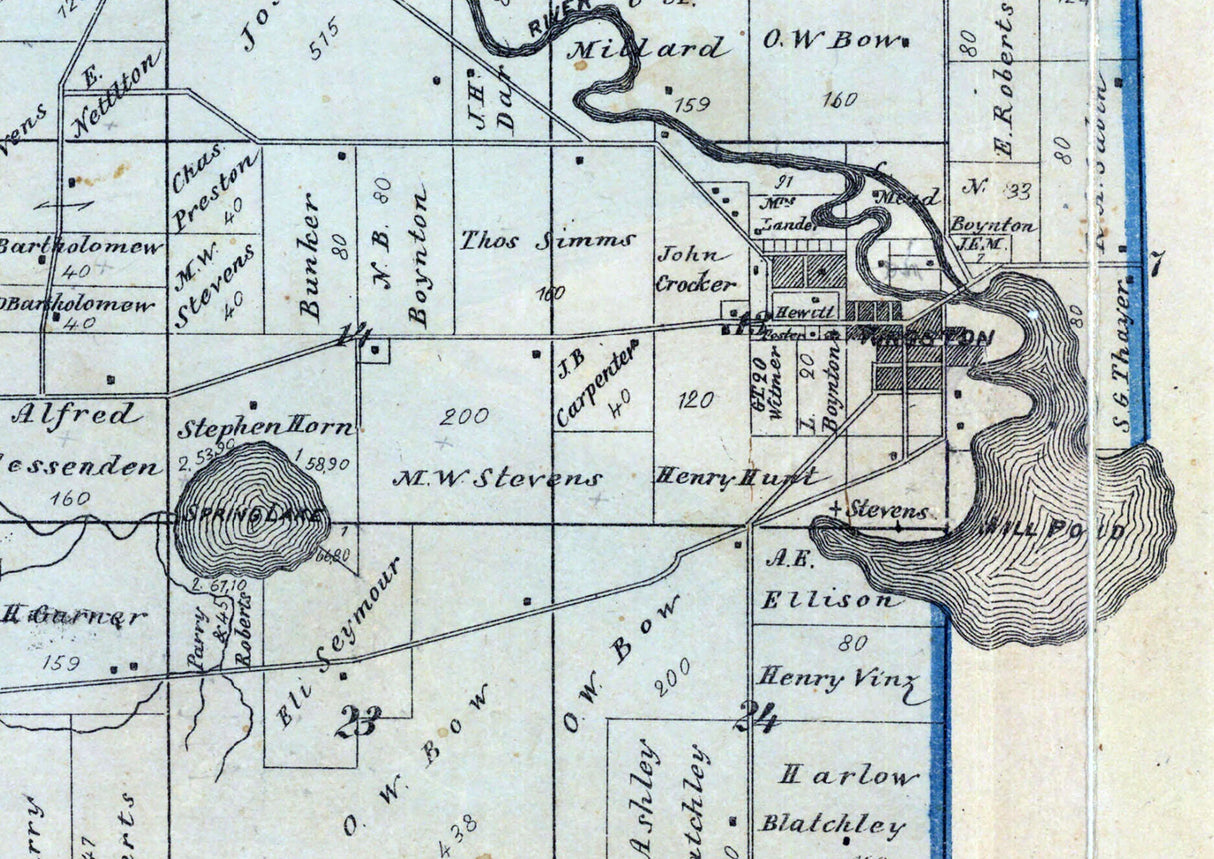 1875 Map of Kingston and Marquette Township Green Lake County Wisconsin