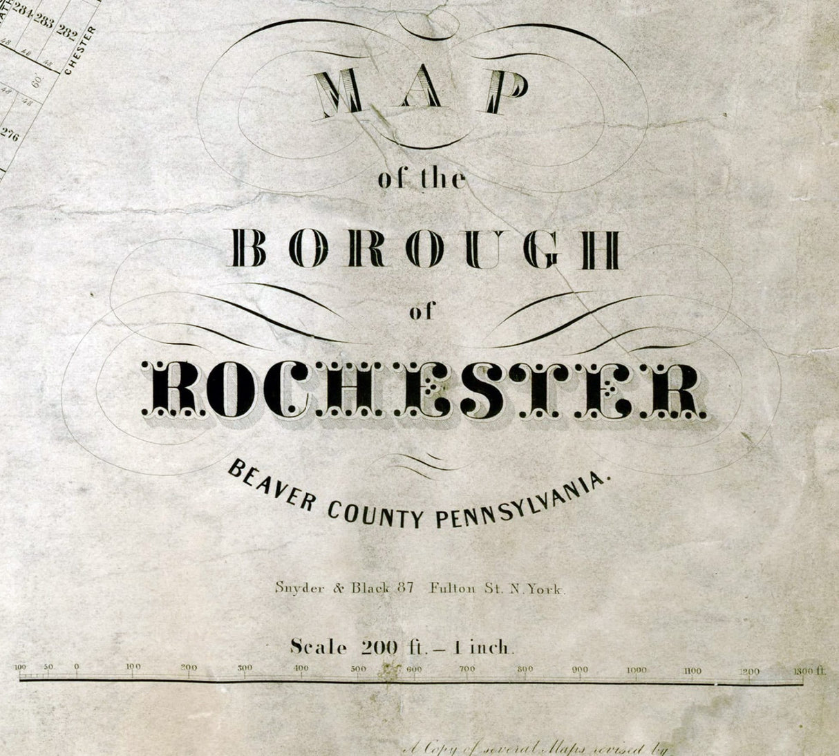 1851 Map of Rochester Beaver County Pennsylvania