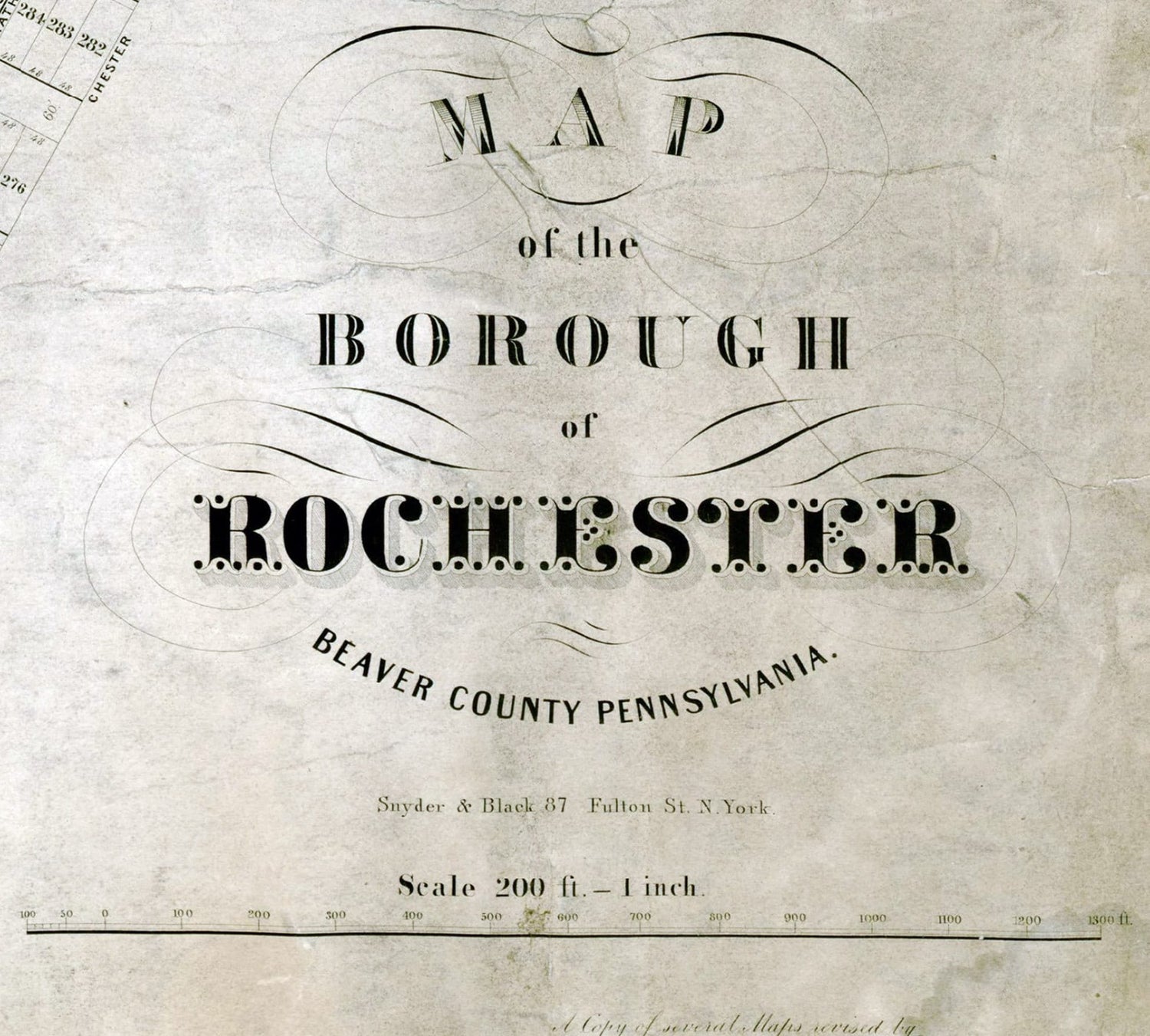 1851 Map of Rochester Beaver County Pennsylvania