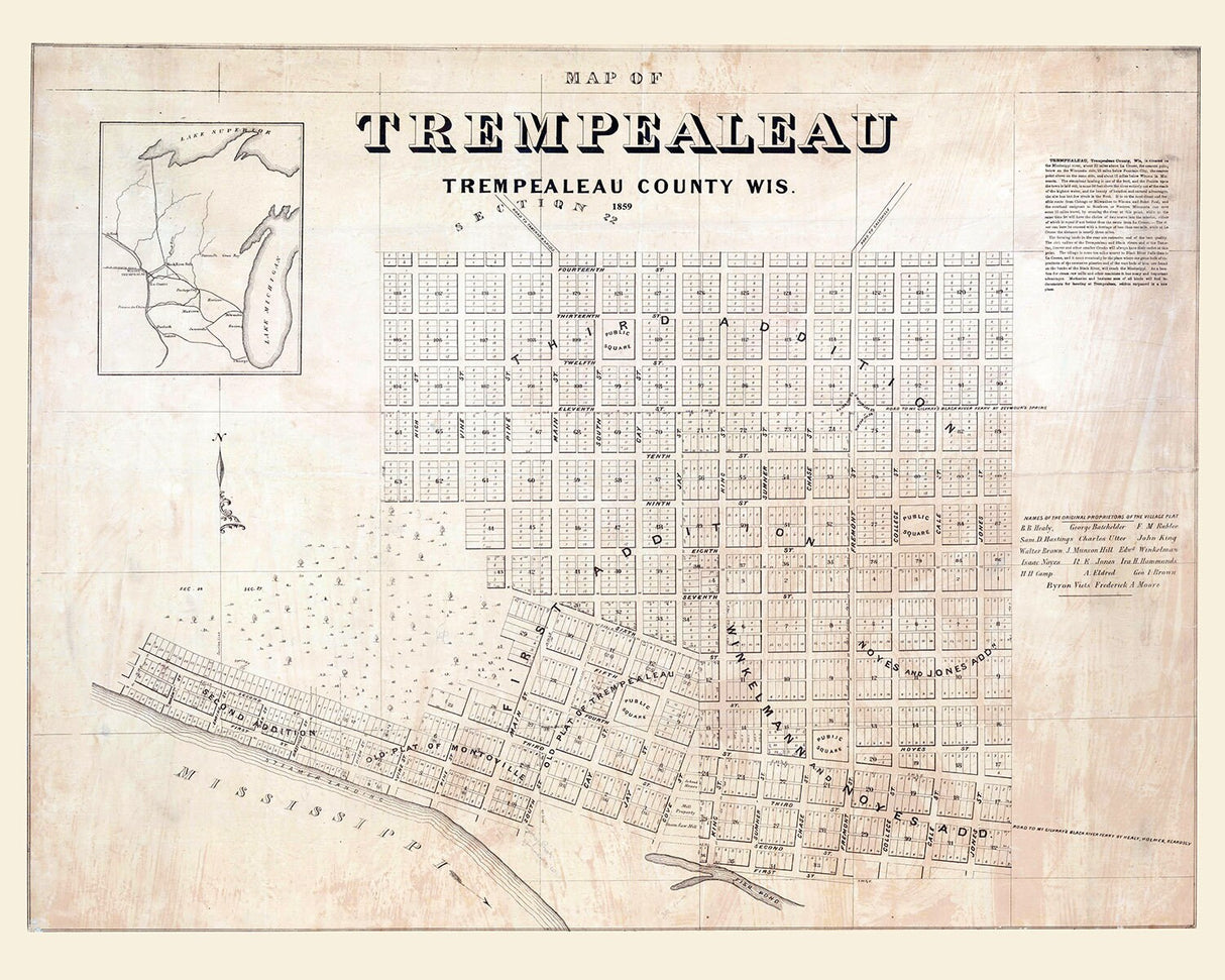 1859 Town Map of Trempealeau Wisconsin