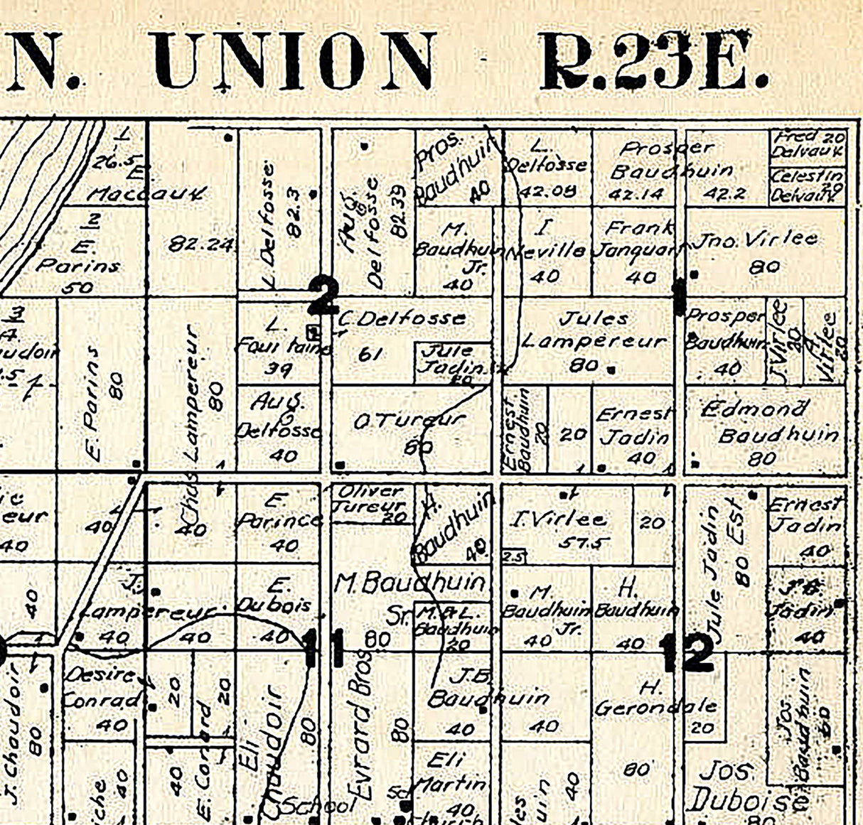 1917 Map of Union Township Door County Wisconsin