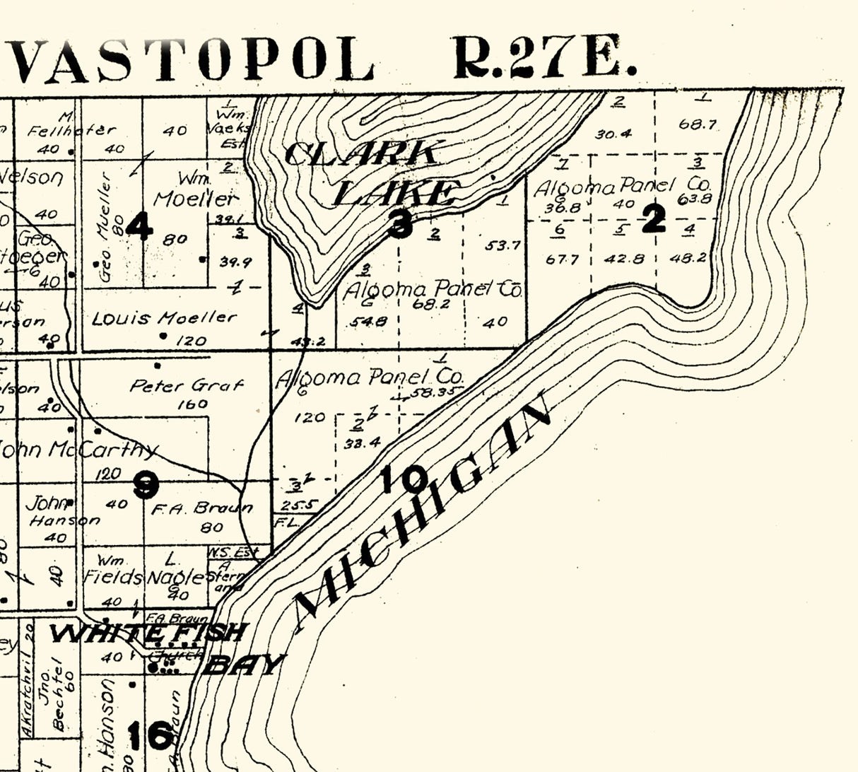1917 Map of Sevastopol Township Door County Wisconsin