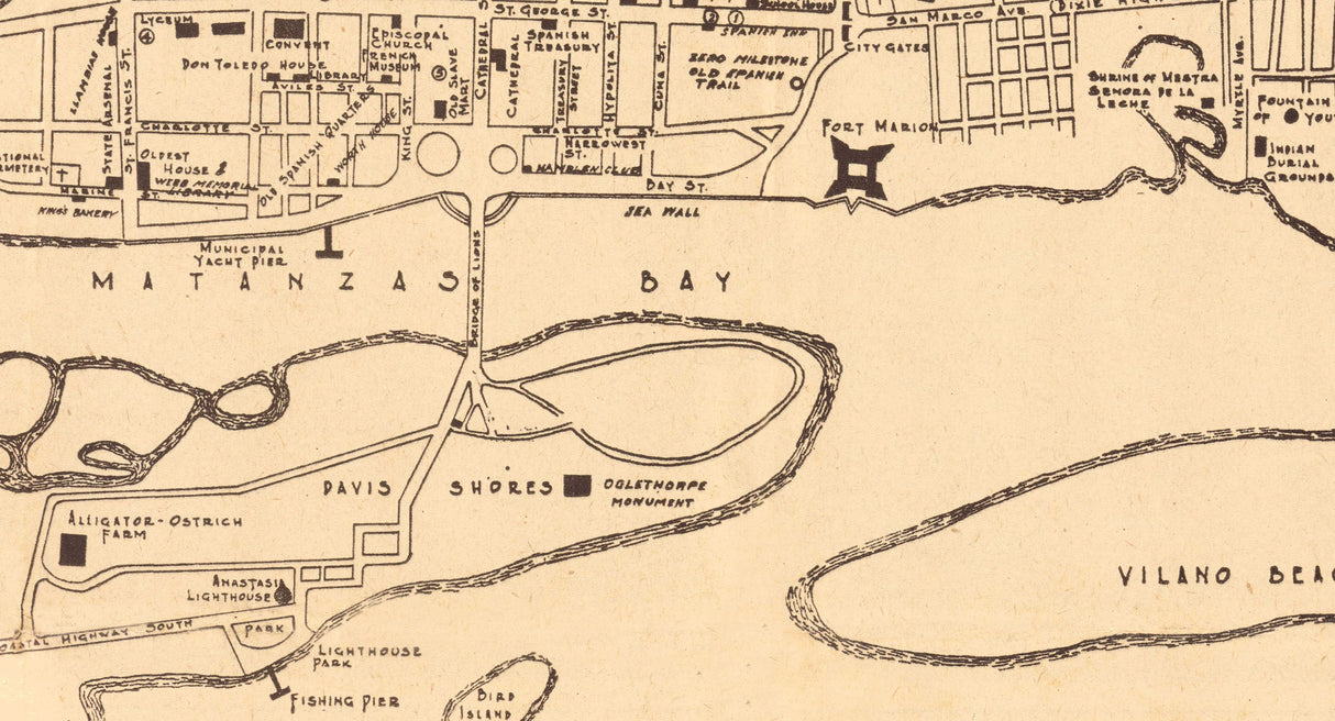 1940 Map of Saint Augustine Florida