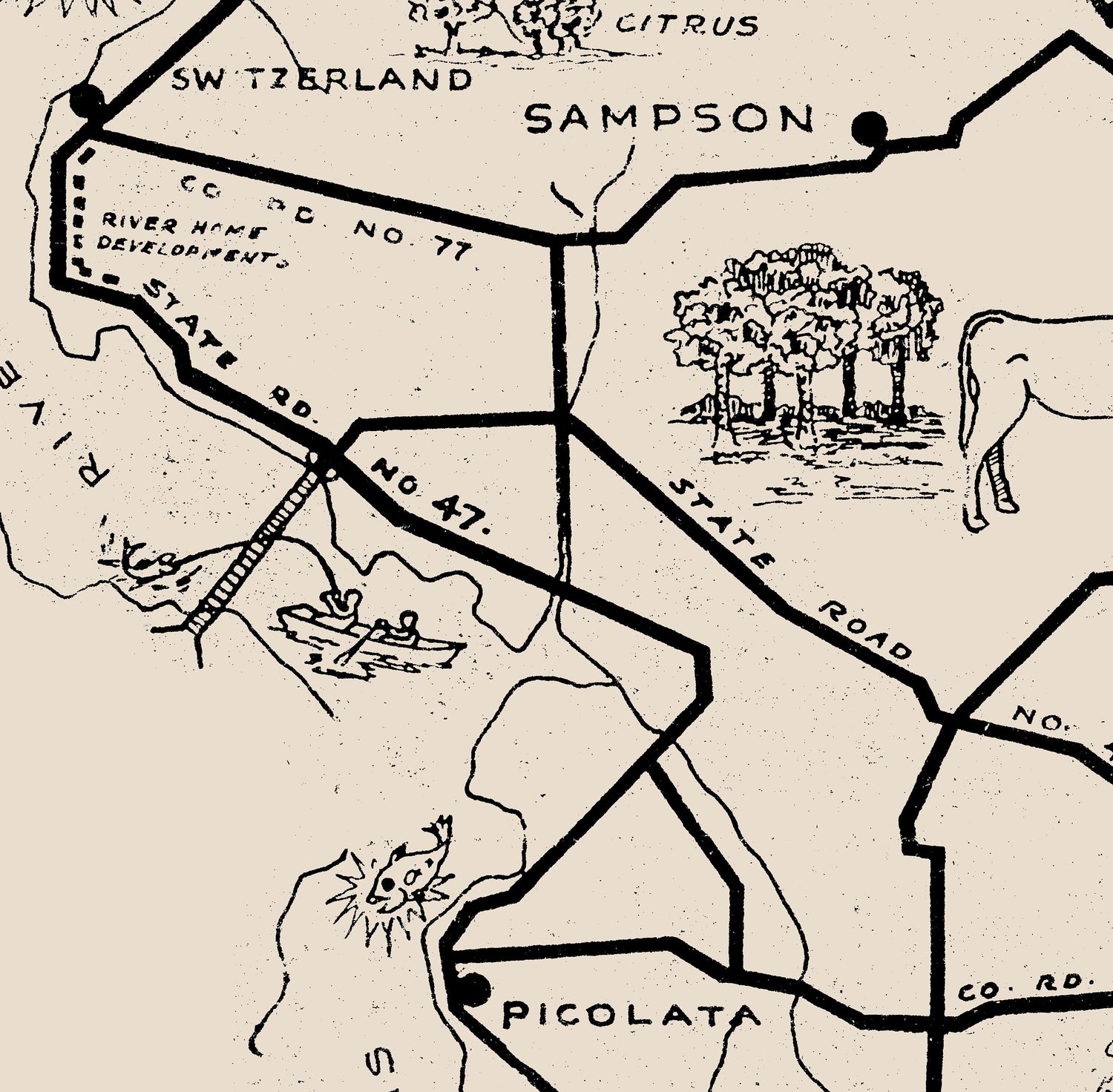 1940 Map of Saint Johns County Florida