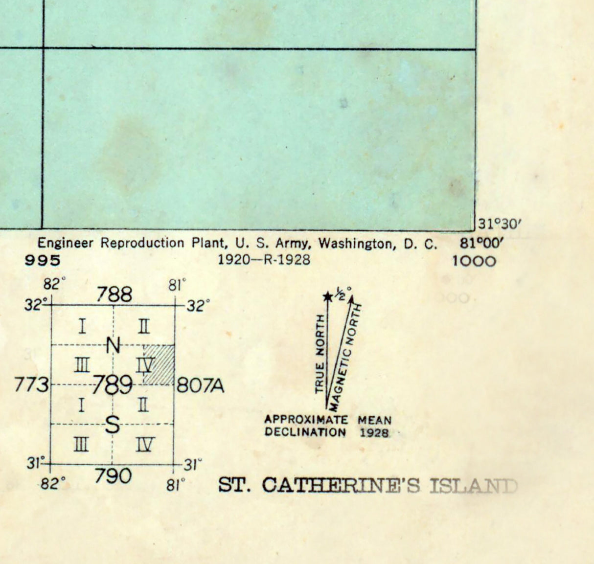 1928 Topo Map of Saint Catherines Island Georgia