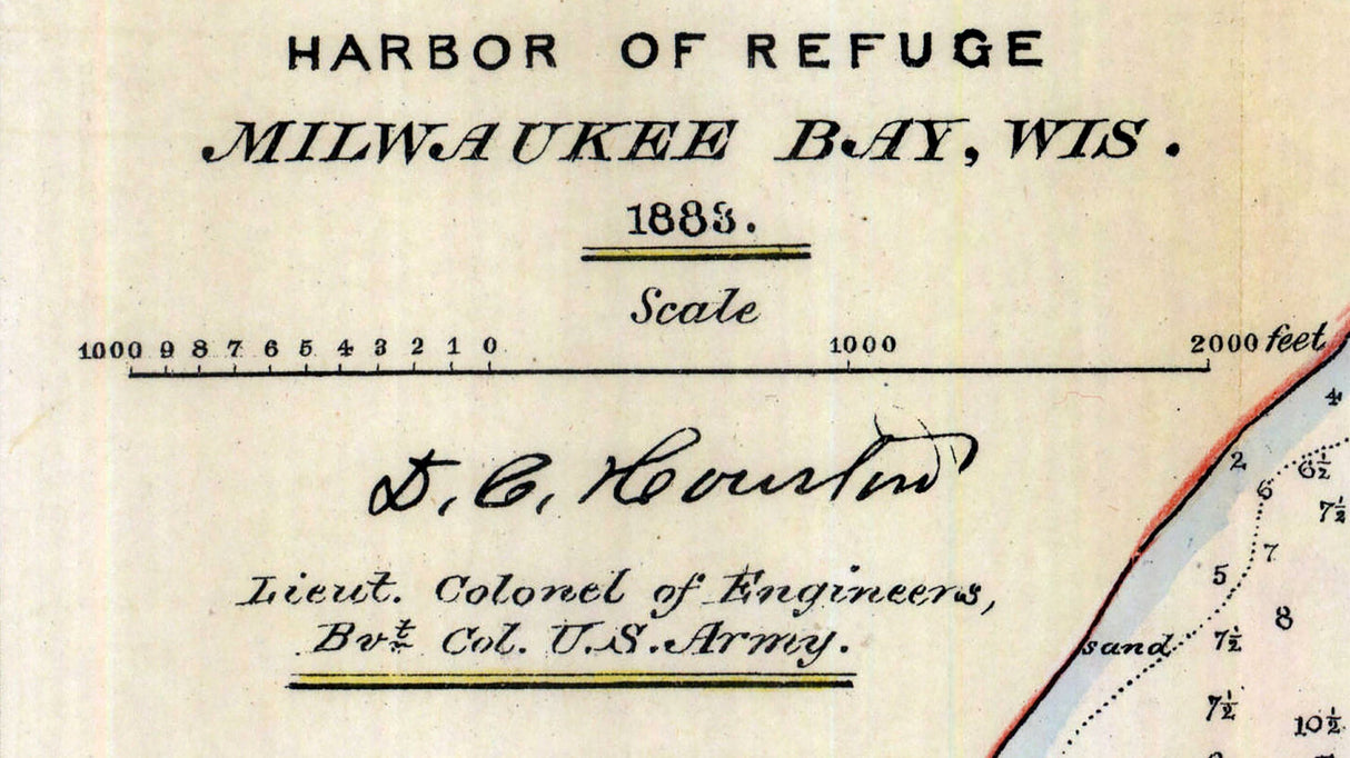 1883 Map of Milwaukee Bay Wisconsin Harbor of Refuge