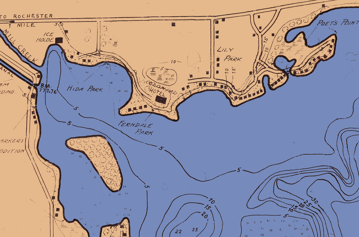 1924 Map of Lake Manitou Fulton County Indiana