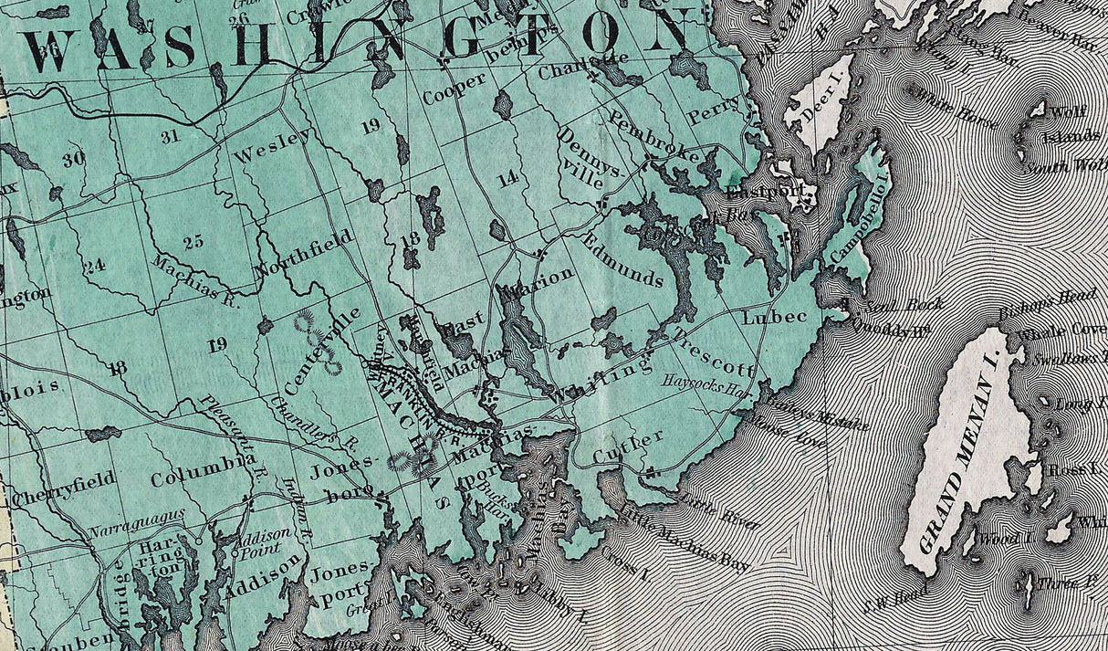 1860 Map of Eastern Maine
