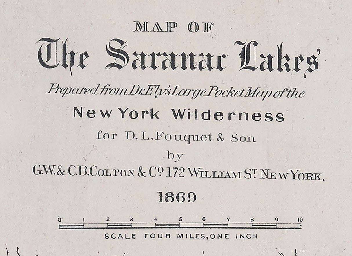 1869 Map of the Saranac Lakes New York