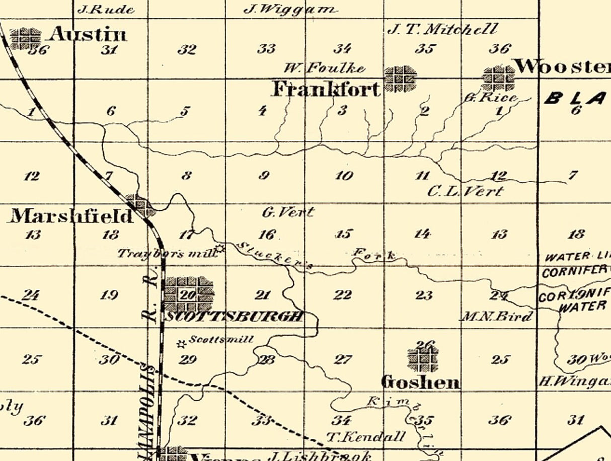 1874 Map of Scott County Indiana