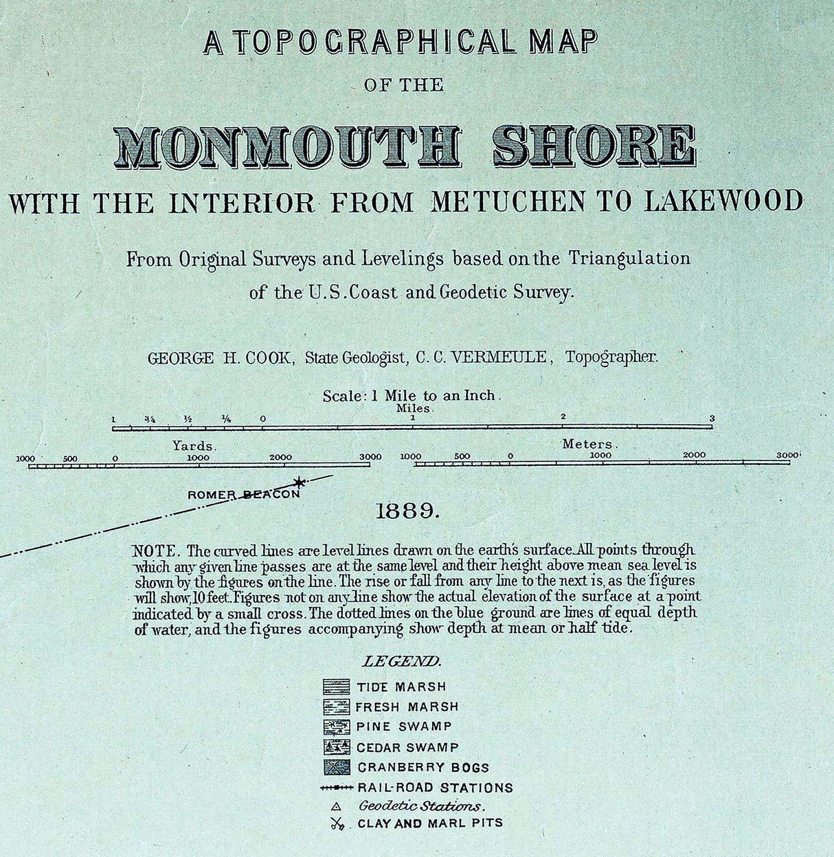1889 Topo Map of the Monmouth Shore New Jersey