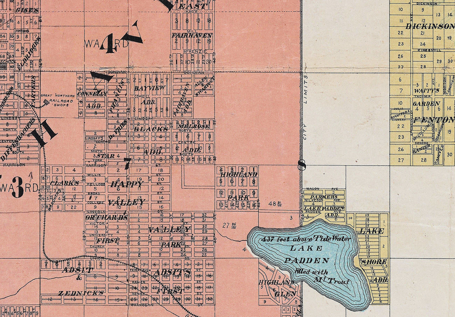 1890 Map of Fairhaven Washington and Vicinity