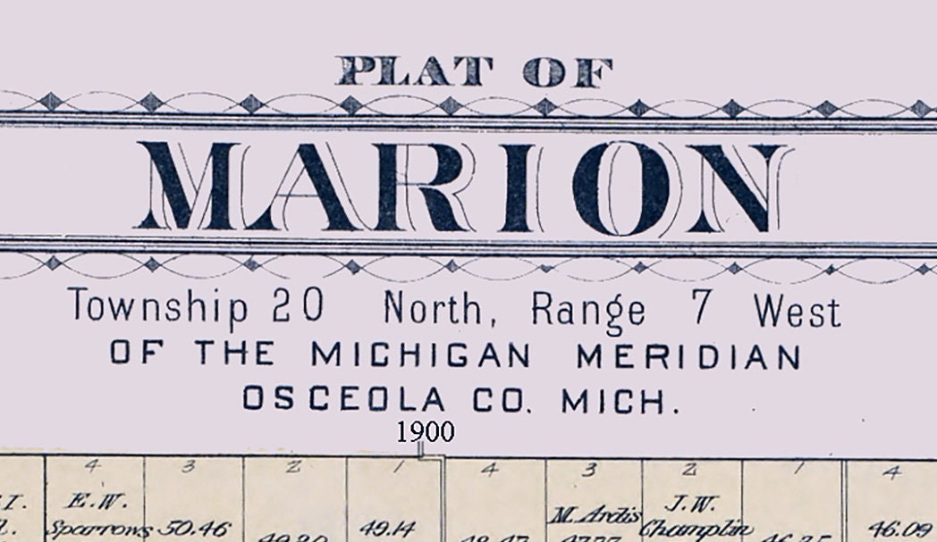 1900 Map of Marion Township Osceola County Michigan