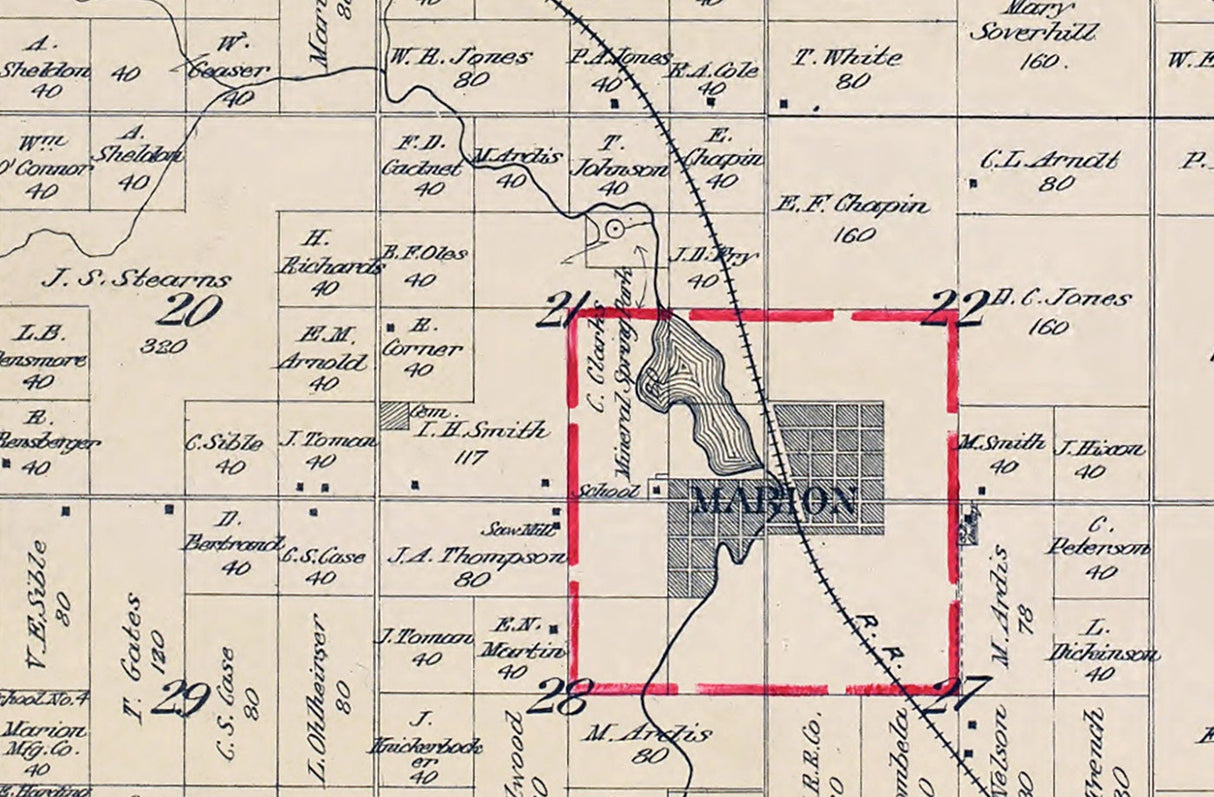 1900 Map of Marion Township Osceola County Michigan