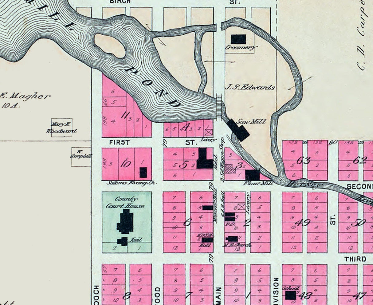 1900 Town Map of Hersey Osceola County Michigan